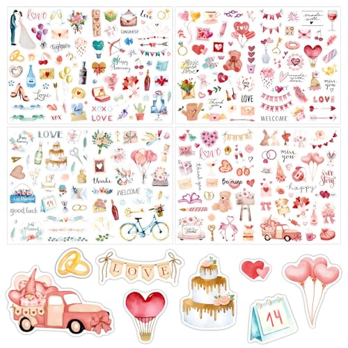 220 Stück Vintage Hochzeits-Gästebuch Aufkleber, Liebevoll Gestaltete Sticker für Gästebücher Oder Fotoalben, Love Stickers Perfekt für Scrapbooks Oder Bullet Journals - Wedding Dekoration von Naapesi