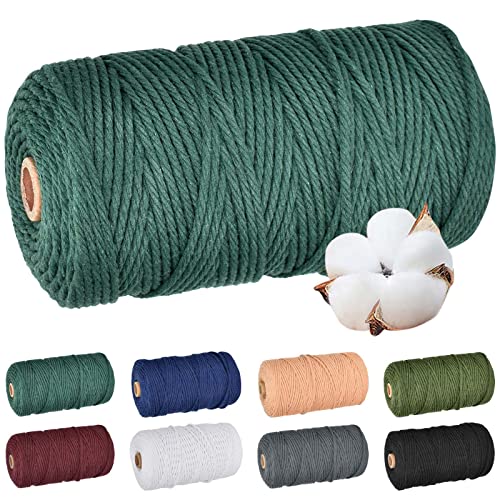 Macramee Garn 3mm, 200m Natürliches Makramee Seil Garn Kordel für Makramee Traumfänger, Wandbehang Feder, Pflanzenaufhänger und Geschenkverpackungen Weihnachtshochzeits (Dunkelgrün) von Naapesi