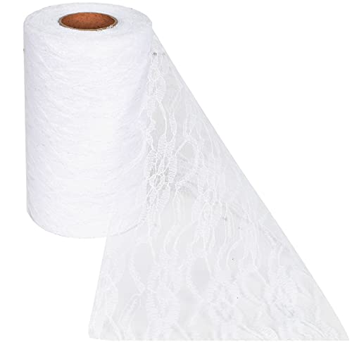 Weiß Spitzenband, 10 Yards 15 cm Breite Blumenmuster Spitzenbordüre, Nähen Spitzenborte Spitzenbesatz, Tischläufer Spitze, Zierband Spitze für Basteln Nähen Handwerk, Hochzeit Deko, Tischdeko (#1) von Naapesi