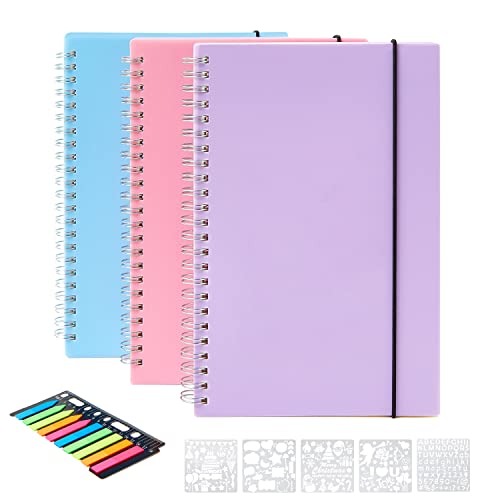 Nacial 3 Stück Notizbuch A5, A5 Notizblock Liniert 100gsm, Journal Notebook mit Schablonen und Haftnotizen-480 Seiten/240 Blatt von Nacial