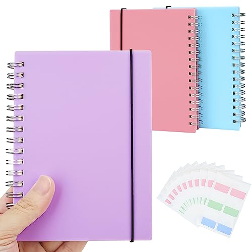 Nacial 3 Stück Notizbuch A6, A6 Notizblock Liniert 100gsm, Journal Notebook mit Schablonen und Haftnotizen-480 Seiten/240 Blatt von Nacial