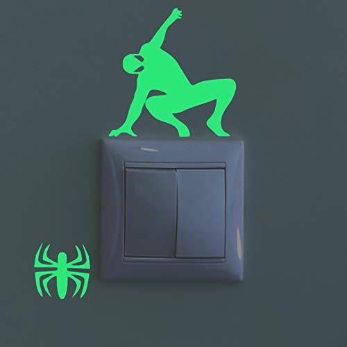 Nacnic Spiderman Leuchtsticker Wandaufkleber. Set mit 2 Stücke fluoreszierende Spiderman und Spinne Wandstickers. Leuchtaufkleber Wanddekoration für Kinder/Baby Schlafzimmer, Hauszimmer, Geschäfte von Nacnic