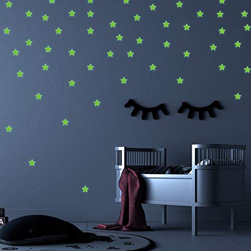 Nacnic Wandsticker Dark Stars Glanz IN 3D GELB. Dekorative Vinyl-Aufkleber Sternenhimmel Neonröhren. 4.2cm helle Sterne-Zimmer Dekor, Jungen und Mädchen von Nacnic