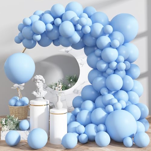 113 Stück Luftballons Blau, Pastell Macaron Blau Latex Helium Ballon Girlande 18 12 10 5 Zoll Hellblau Luftballon Girlande Blau Party Ballons für Junge Geburtstag Hochzeit Verlobung Babyparty Deko von Nacori