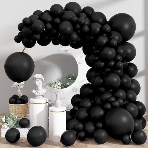 113 Stück Luftballons Schwarz, Matt Schwarze Ballon Girlande 18 12 10 5 Zoll Ballonbogen Schwarz Latex Helium Luftballon Girlande Schwarz Party Ballons für Geburtstag Hochzeit Babyparty Dekorarion von Nacori