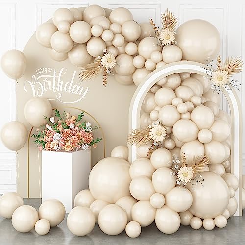 Luftballons Weiß 18 12 10 5 Zoll, 113 Stück Beige Creme Helium Latex Ballon Girlande, Matt Sand Weiß Nude Luftballon Retro Sandweiss Party Ballons für Geburtstag Babyparty Hochzeit Party Dekoration von Nacori