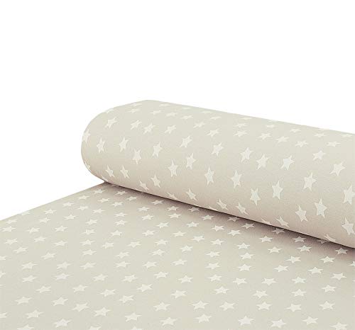 Alpenfleece Sweatstoff Sterne kuschelweich beige - Meterware ab 25 cm x 150 cm - Stoff zum Nähen von Nadeltraum