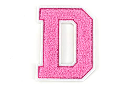 Frottee Buchstabe A-Z | Rosa, Pink, Weiß | 9,5 cm hoch | Varsity Letter D von Naehgedoens.de