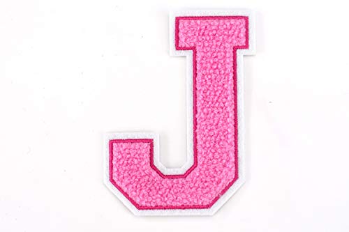 Frottee Buchstabe A-Z | Rosa, Pink, Weiß | 9,5 cm hoch | Varsity Letter J von Naehgedoens.de