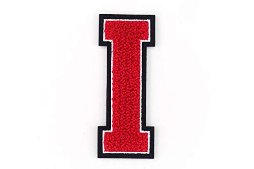 Frottee Buchstabe A-Z | Rot, Weiß, Schwarz | 9,5 cm hoch | Varsity Letter I von Nähgedöns.de