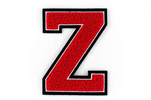 Frottee Buchstabe A-Z | Rot, Weiß, Schwarz | 9,5 cm hoch | Varsity Letter Z von Nähgedöns.de