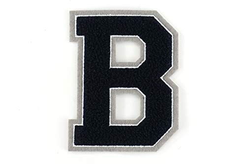 Frottee Buchstabe A-Z | Schwarz, Weiß, Grau | 9,5 cm hoch | Varsity Letter B von Naehgedoens.de