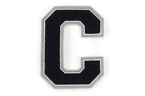 Frottee Buchstabe A-Z | Schwarz, Weiß, Grau | 9,5 cm hoch | Varsity Letter C von Naehgedoens.de