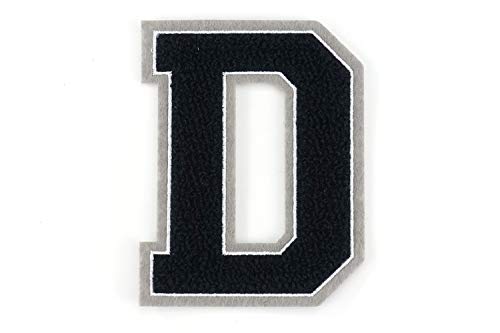 Frottee Buchstabe A-Z | Schwarz, Weiß, Grau | 9,5 cm hoch | Varsity Letter D von WRIOL