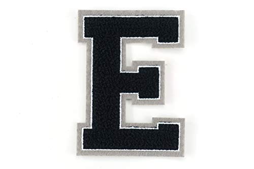 Frottee Buchstabe A-Z | Schwarz, Weiß, Grau | 9,5 cm hoch | Varsity Letter E von WRIOL