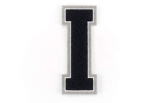 Frottee Buchstabe A-Z | Schwarz, Weiß, Grau | 9,5 cm hoch | Varsity Letter I von rusepin