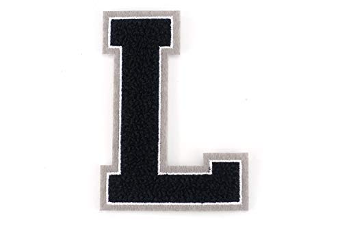 Frottee Buchstabe A-Z | Schwarz, Weiß, Grau | 9,5 cm hoch | Varsity Letter L von WRIOL