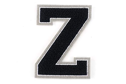 Frottee Buchstabe A-Z | Schwarz, Weiß, Grau | 9,5 cm hoch | Varsity Letter Z von Naehgedoens.de