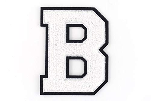 Frottee Buchstabe A-Z | Weiß, Schwarz | 9,5 cm hoch | Varsity Letter B von Nähgedöns.de