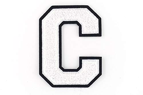 Nähgedöns.de Frottee Buchstabe C | Weiß, Schwarz | 9,5 cm hoch | Varsity Letter von Nähgedöns.de