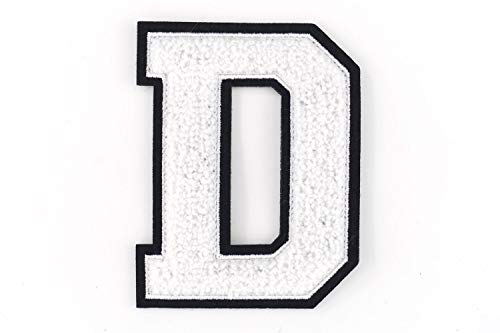 Nähgedöns.de Frottee Buchstabe D | Weiß, Schwarz | 9,5 cm hoch | Varsity Letter von Nähgedöns.de