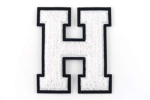 Nähgedöns.de Frottee Buchstabe H | Weiß, Schwarz | 9,5 cm hoch | Varsity Letter von Nähgedöns.de