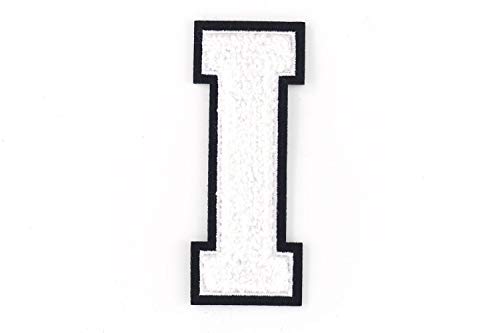 Frottee Buchstabe A-Z | Weiß, Schwarz | 9,5 cm hoch | Varsity Letter I von Nähgedöns.de