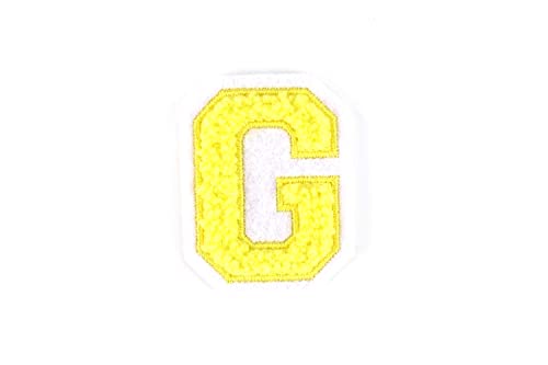 Kleine Frottee-Buchstaben 4,2 cm hoch | Gelb, Weiß | Varsity Letter von Naehgedoens.de