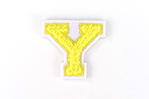 Kleine Frottee-Buchstaben 4,2 cm hoch | Gelb, Weiß | Varsity Letter von Naehgedoens.de