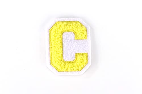 Kleine Frottee-Buchstaben 4,2 cm hoch | Gelb, Weiß | Varsity Letter von Naehgedoens.de