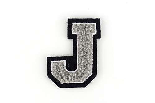 Kleine Frottee-Buchstaben 4,2 cm hoch | Grau, Weiß, Schwarz | Varsity Letter von Naehgedoens.de