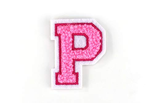 Kleine Frottee-Buchstaben 4,2 cm hoch | Rosa, Pink, Weiß | Varsity Letter von Naehgedoens.de