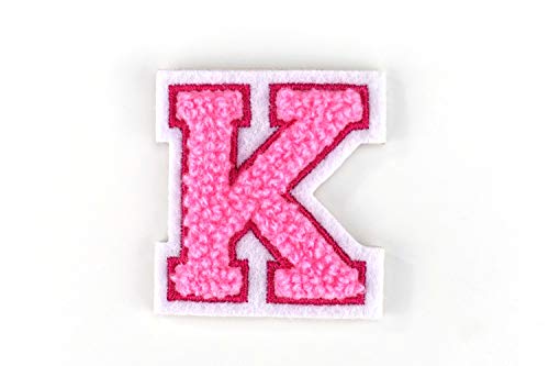 Naehgedoens.de - Kleine Frottee-Buchstaben 4,2 cm hoch | Rosa, Pink, Weiß | Varsity Letter von Naehgedoens.de