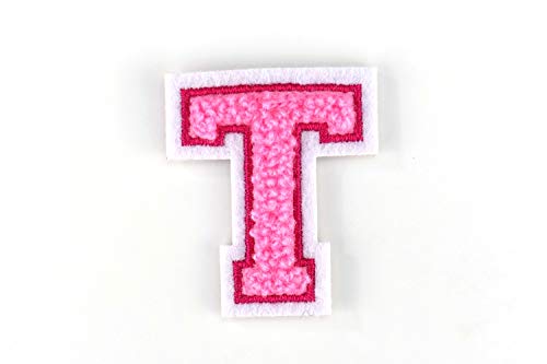 Kleine Frottee-Buchstaben 4,2 cm hoch | Rosa, Pink, Weiß | Varsity Letter von Naehgedoens.de