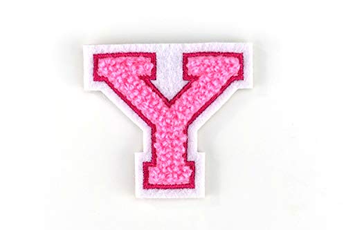 Kleine Frottee-Buchstaben 4,2 cm hoch | Rosa, Pink, Weiß | Varsity Letter von Naehgedoens.de