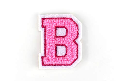 Kleine Frottee-Buchstaben 4,2 cm hoch | Rosa, Pink, Weiß | Varsity Letter von Naehgedoens.de