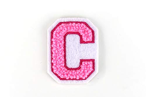 Kleine Frottee-Buchstaben 4,2 cm hoch | Rosa, Pink, Weiß | Varsity Letter von Naehgedoens.de