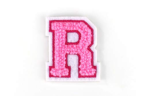 Kleine Frottee-Buchstaben 4,2 cm hoch | Rosa, Pink, Weiß | Varsity Letter von Naehgedoens.de