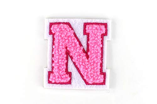 Kleine Frottee-Buchstaben 4,2 cm hoch | Rosa, Pink, Weiß | Varsity Letter von Naehgedoens.de