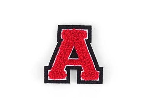 Kleine Frottee-Buchstaben 4,2 cm hoch | Rot, Weiß, Schwarz | Varsity Letter von Naehgedoens.de