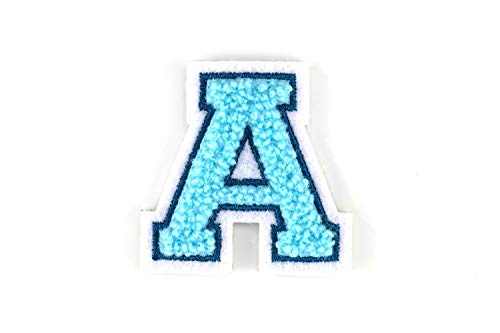 Kleine Frottee-Buchstaben 4,2 cm hoch | Türkis, Petrol, Weiß | Varsity Letter von Naehgedoens.de