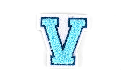 Kleine Frottee-Buchstaben 4,2 cm hoch | Türkis, Petrol, Weiß | Varsity Letter von Naehgedoens.de