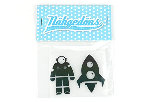 Nähgedöns.de Astronaut & Rakete | Reflektierende Bügelbilder Set | Reflektor | Reflektorfolie zum Aufbügeln | 5 cm Regenbogen von Nähgedöns.de