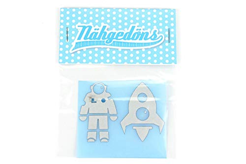 Nähgedöns.de Astronaut & Rakete | Reflektierende Bügelbilder Set | Reflektor | Reflektorfolie zum Aufbügeln | 5 cm Silber von Nähgedöns.de