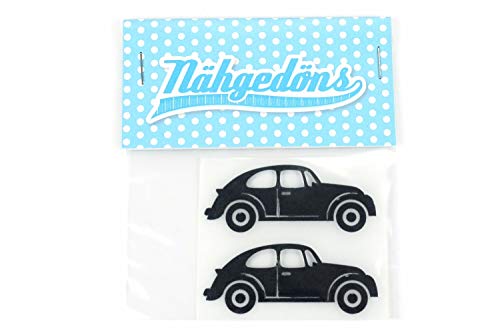 Nähgedöns.de Hippie-Auto | Reflektierendes Bügelbild 2er-Set | Reflektor | Reflektorfolie zum Aufbügeln | 2,5 cm Schwarz von Nähgedöns.de