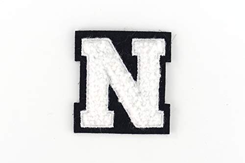 Kleine Frottee-Buchstaben 4,2 cm hoch | Weiß, Schwarz | Varsity Letter von Naehgedoens.de