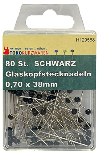 CreaStyle - Glaskopf Stecknadeln SCHWARZ 0,70 x 38mm / 80St. von Nähmit