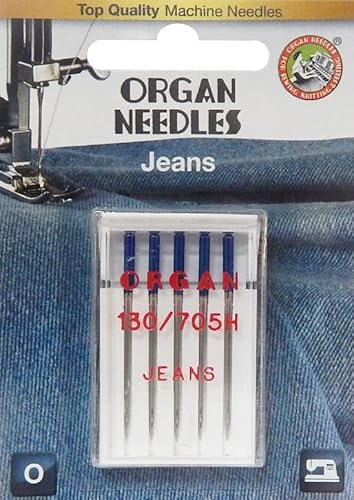 Nähmit - Organ JEANSNADEL Flachkolben Nähmaschinennadeln System 130/705 H-J (90 + 100 gemischt) von Nähmit