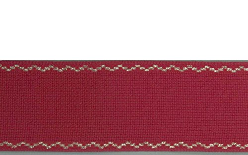 3,5 m Stickband Aida Struktur 70mm rot/gold Baumwolle von Nähstüb'l