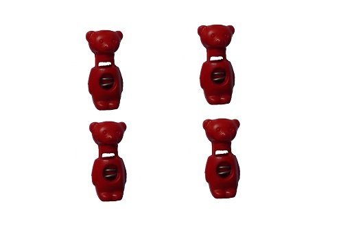 4 Kordelstopper niedliche Bärchen 32x15 mm rot von Nähstübl